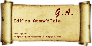 Güns Atanázia névjegykártya
